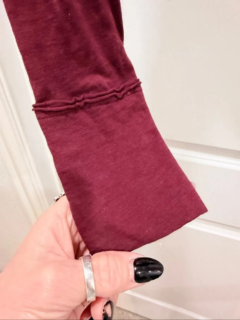 We The Free FP Movement Maroon Burgundy Long Sleeve Cropped Top Shirt Small S